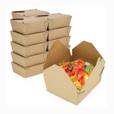 Microwavable Bento Paper Box , Waterproof Kraft Takeaway Containers